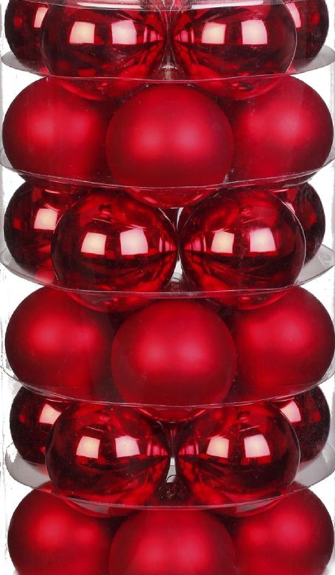 Glaskugel / Christbaumkugel 12002 rot glänzend + matt 40mm  nachhaltige Verpackung