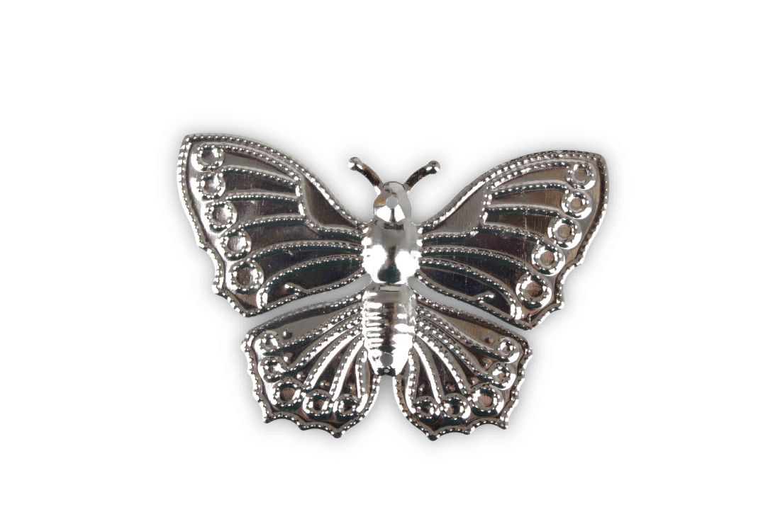Schmetterling Metall SILBER 20421123 6cm Metall mit Loch zum Auffäd