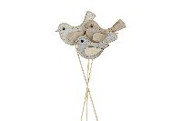 Stecker Wollart beige-grau-creme 25761302 Vogel 8cm Holz-Filz