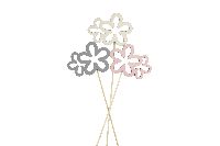 Holzstecker Doppelblüte rosa-weiss-grau 23061306 7cm GL:24,5cm