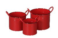 Metalltopf Shabby Chic S/3 rot mit Griffen 542869 14x12,5cm+17x14,5cm+20x16,5cm